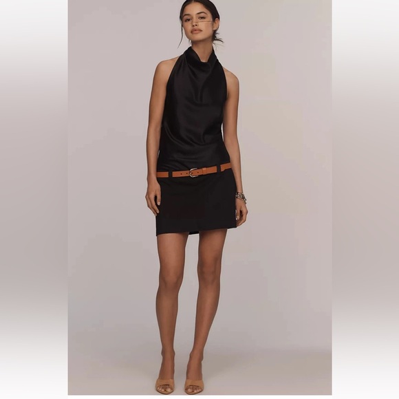 Maeve Dresses & Skirts - Anthropologie Maeve Cowl-Neck Belted Mini Dress $178 Black S NO BELT